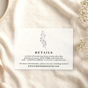 Blumen Boho Klar Indie Hochzeitsdetails Einladung