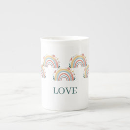 Blumen-Boho-Regenbogen-Bone-China-Tasse Prozellantasse