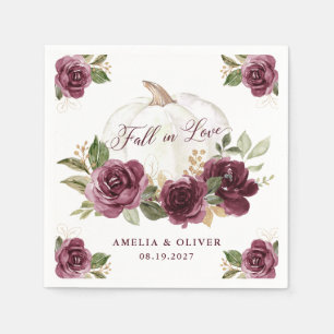 Blumen-Bordeaux-Kürbis-Herbstliebe-Hochzeit Serviette