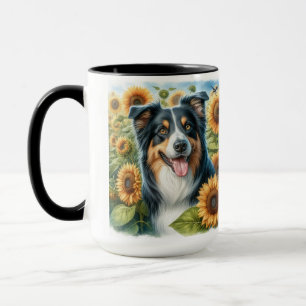 Blumen Border Collie Hundeliebhaber Kaffeetasse