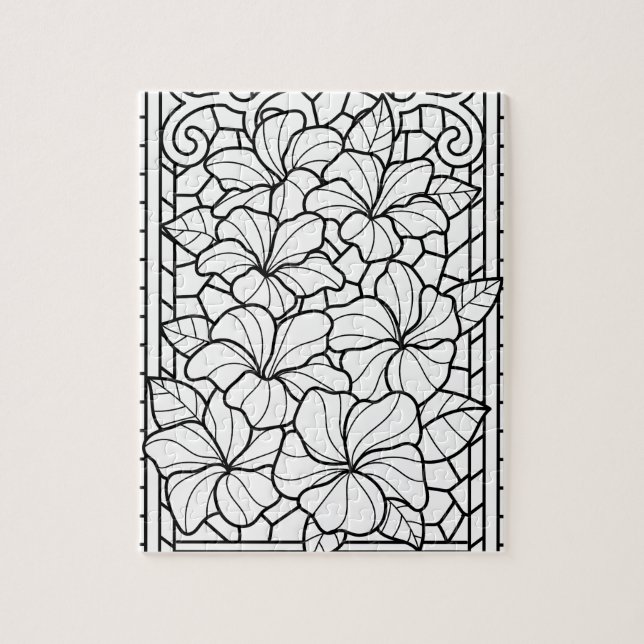 Blumen-Botanik-Buntglas-Färbepuzzle Puzzle (Vertikal)