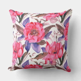 Blumen botanisch rosa und violettes Muster Kissen