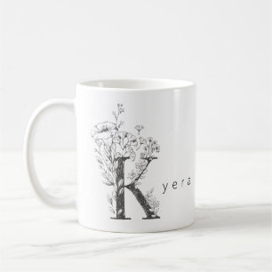 Blumen Botanisches Monogramm "K" Benutzerdefiniert Kaffeetasse
