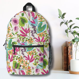 Blumen Botanisches Muster Mädchen Bedruckter Rucksack