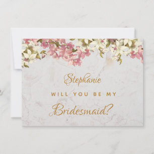 Blumen Brautjungfer Vorschlag Rosa Orchidee Marmor Feiertagskarte