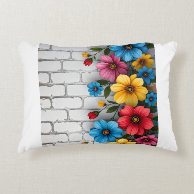 Blumen-Brick-Wall-Sherpa-Wurfdecke Dekokissen (Vorderseite)