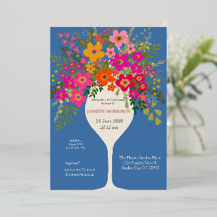 Blumen-Brunch-Weinglas-Junggesellinnen-Abschied Folieneinladung
