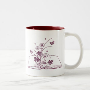 Blumen-Buch-Ästhetik-Blume Zweifarbige Tasse