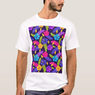 Blumen Bunt Tropische Blätter Blumen Muster-23 T-Shirt