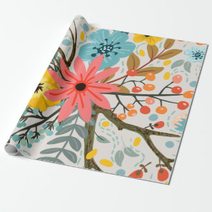 Blumen Bunte Aquarell Süß Geschenkpapier