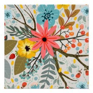 Blumen Bunte Aquarell Süß Poster