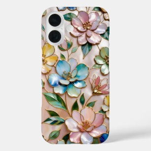 Blumen-Buntglas-Handyhülle Süße Pastelltöne iPhone 16 Hülle