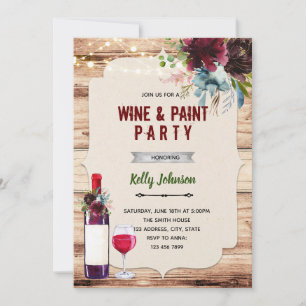 Blumen-Burgunder-Wein-Themenparty Einladung