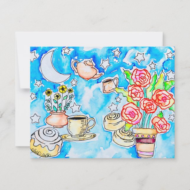 Blumen Café Mitteilungskarte (Vorderseite)