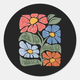Blumen Chinga La Migra Anti-Eis Vintage Abschaffen Runder Aufkleber