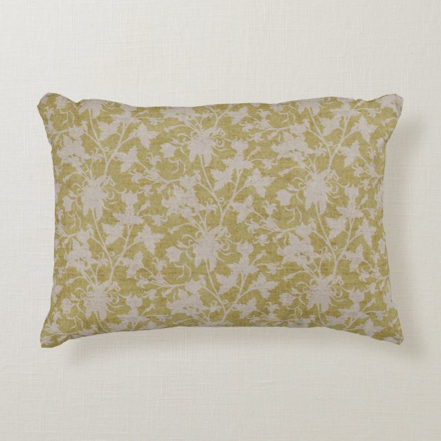 Blumen-Chintz-Silhouette-Chartreuse  Dekokissen (Vorderseite)