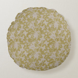 Blumen-Chintz-Silhouette-Chartreuse  Rundes Kissen