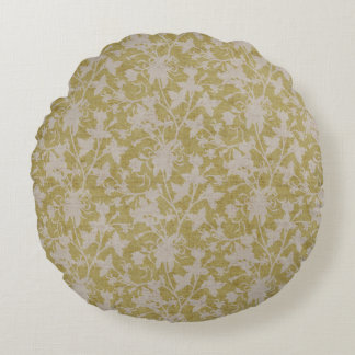 Blumen-Chintz-Silhouette-Chartreuse Rundes Kissen