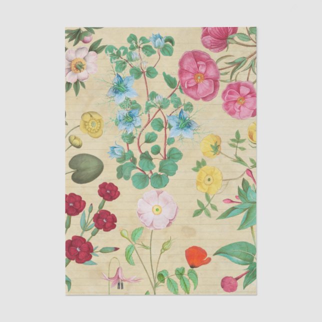 Blumen Collage Decoupage Tissuepapier Blatt Seidenpapier (Vorderseite)
