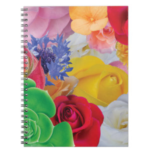 Blumen-Collage - gewundenes Notizbuch Notizblock