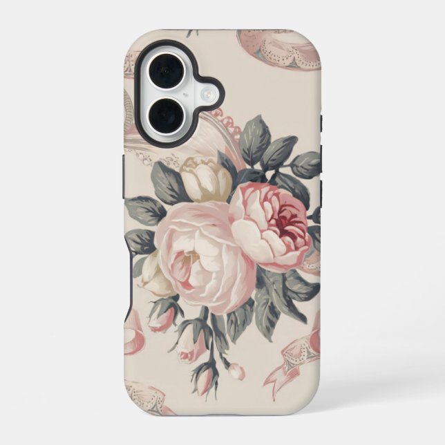 Blumen Coquette Muster iPhone 16 Hülle (Rückseite)
