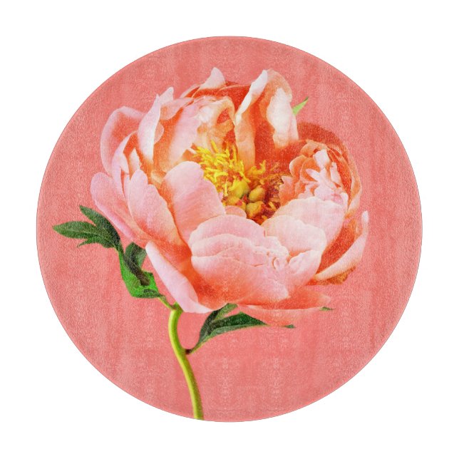 Blumen | Coral Peony Blossom Schneidebrett (Vorderseite)