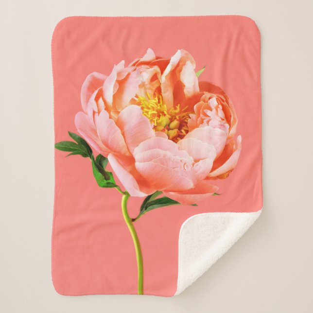 Blumen | Coral Peony Blossom Sherpadecke (Vorderseite)