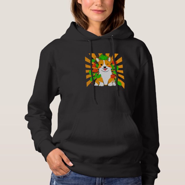 Blumen Corgi Hund   Hoodie (Vorderseite)