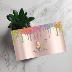 Blumen-Cupcake-Nudelholz-Regenbogentropfen Bäckere Visitenkarte