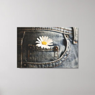 Blumen Daisy in Jeans Pocket Leinwanddruck