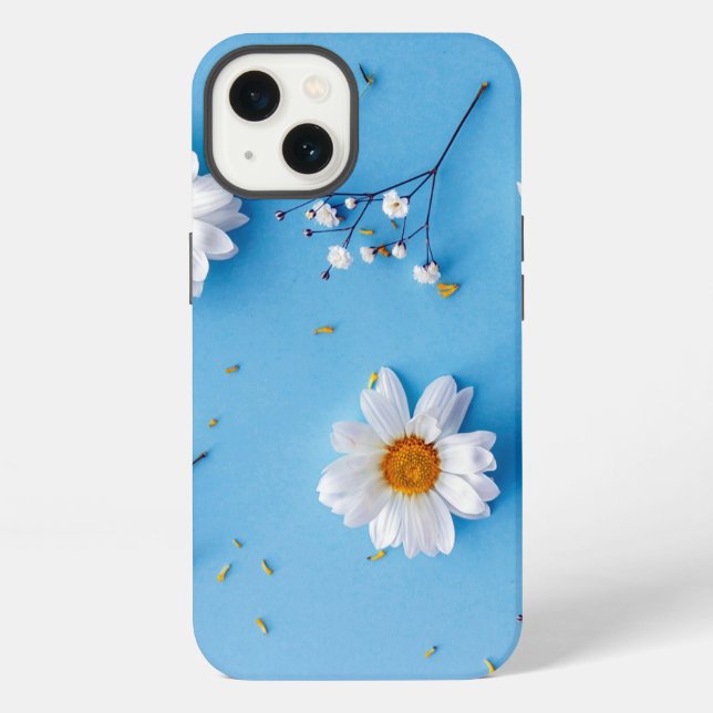 Blumen-Daisy-Muster - Hellblau iPhone Hülle (Rückseite)