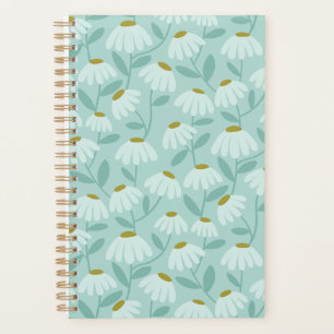 Blumen-Daisy-Muster Teal Blau & Olivgrün Planer