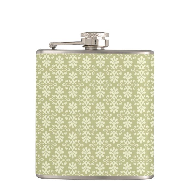 Blumen-Damask-Tapete Flachmann (Vorderseite)
