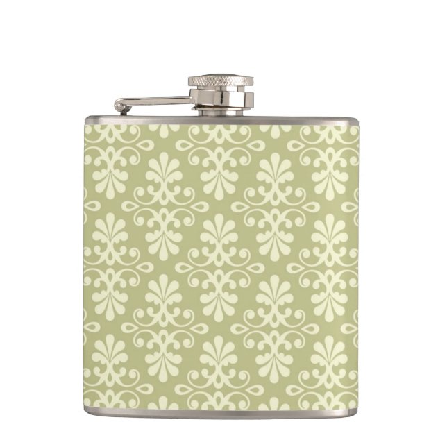 Blumen-Damask-Tapete Flachmann (Vorderseite)