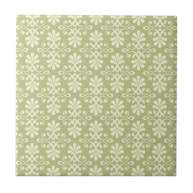 Blumen-Damask-Tapete Fliese (Vorderseite)