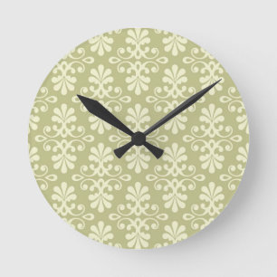 Blumen-Damask-Tapete Runde Wanduhr