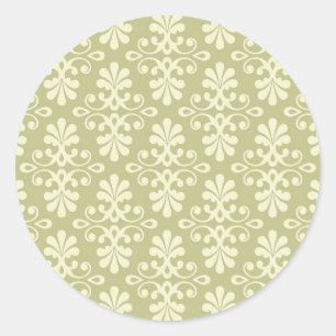 Blumen-Damask-Tapete Runder Aufkleber