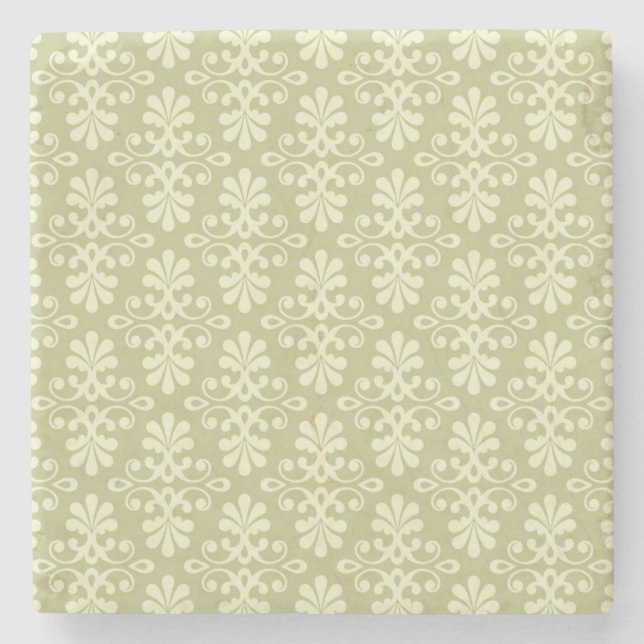 Blumen-Damask-Tapete Steinuntersetzer (Vorderseite)
