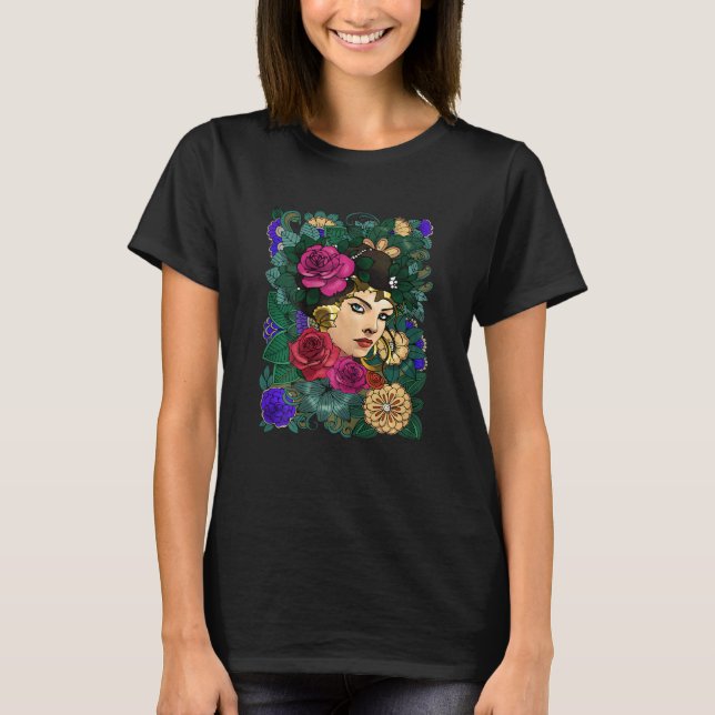 Blumen-Damen-Gesicht Ii T-Shirt (Vorderseite)