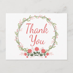 Blumen-Dankeschön-Rosen-Blumenkranz-Postkarte Postkarte