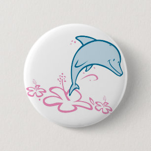 Blumen-Delphin Button