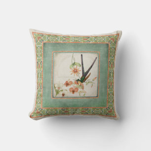 Blumen der Chinoiserie-Vintage Kolibri-n Striped Kissen