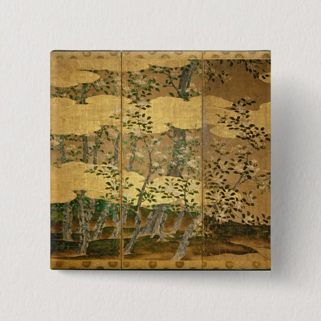 Blumen der Kamelien Button (Vorderseite)