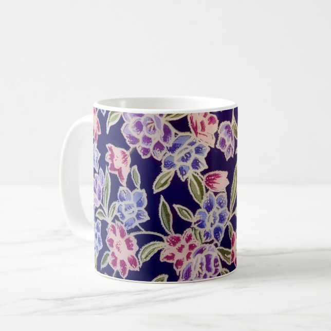 Blumen-Design-Tasse Kaffeetasse (Vorderseite Links)
