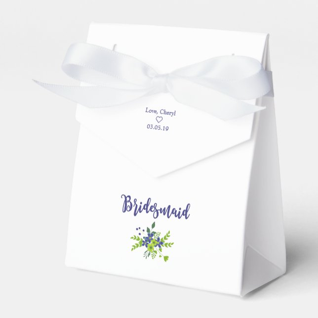 Blumen Design with Bridesmaid in Blue & Green Geschenkschachtel (Vorderseite)
