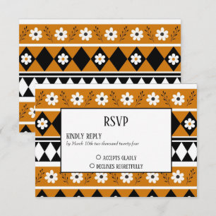 Blumen-Diamant-Boho-Blumenmuster mit Randstreifen RSVP Karte