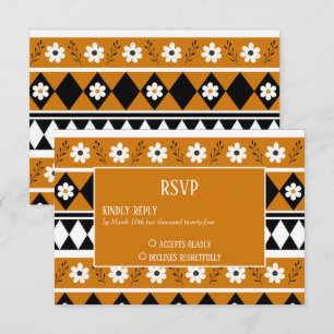 Blumen-Diamant-Boho-Blumenmuster mit Randstreifen RSVP Karte