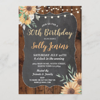 Blumen die Geburtstags-Party-rustikale Sonnenblume Einladung