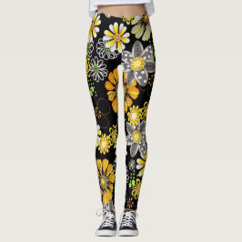 Blumen, die in Dunkelheits-Leggings glühen Leggings