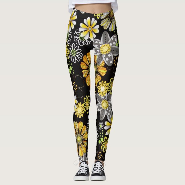Blumen, die in Dunkelheits-Leggings glühen Leggings (Vorderseite)